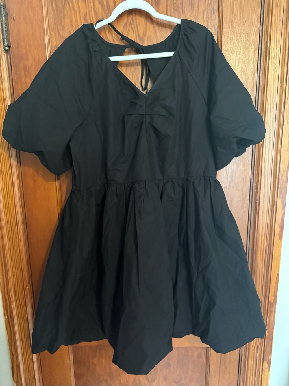 Time & Tru Women’s Black Puff-Sleeve Tie-Back Bubble Dress SIZE XL NWT